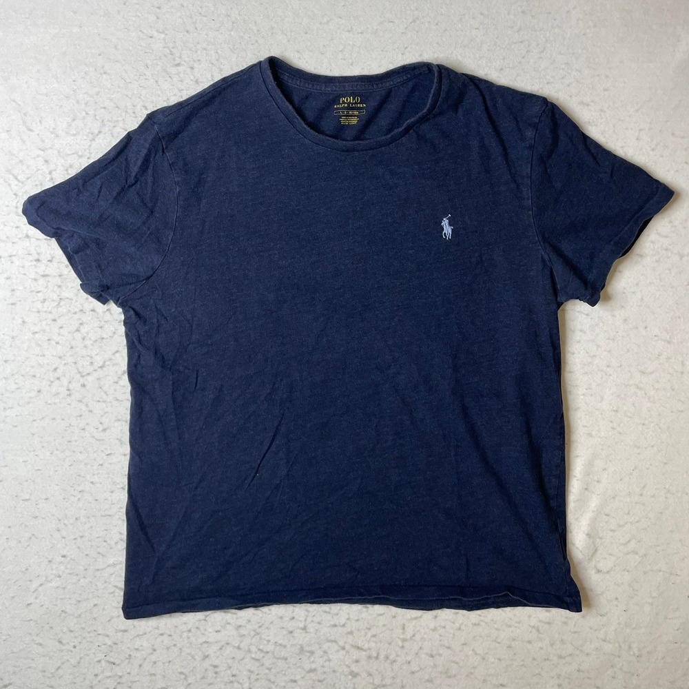 Polo Ralph Lauren T-Shirt Mens Large Navy Blue Short Sleeve‎ Pony Logo Crew Neck